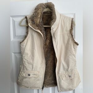 GAP Beige Faux Fur Vest